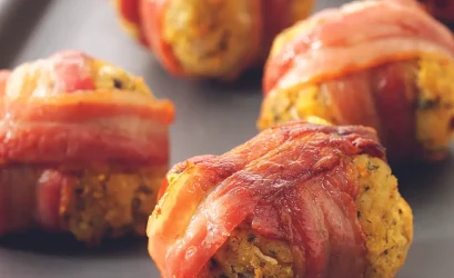 Jolly Fine Stuffing Balls wrapped in bacon